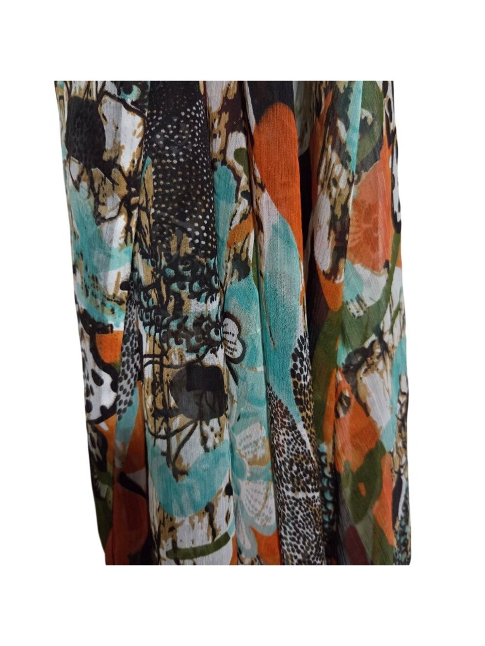 Abstract Floral Scarf Multicolor Boho Artsy Eclectic Patchwork Mixed Print Women